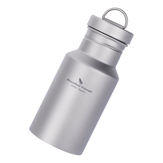 Boundless Voyage Titanium Water Bottle with Lid Wide Mouth Leak-Proof Reusable Sport Drinking Bottle for Camping Hiking Picnic Climbing Running Tea Coffee