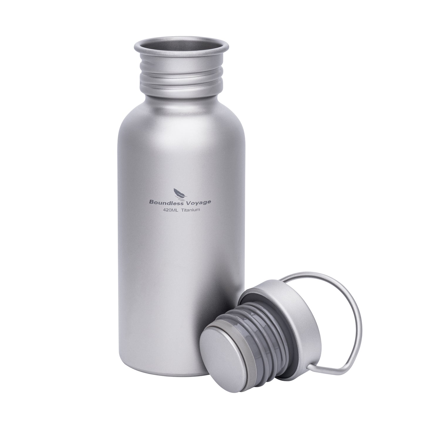 Boundless Voyage Titanium Water Bottle with Lid Wide Mouth Leak-Proof Reusable Sport Drinking Bottle for Camping Hiking Picnic Climbing Running Tea Coffee