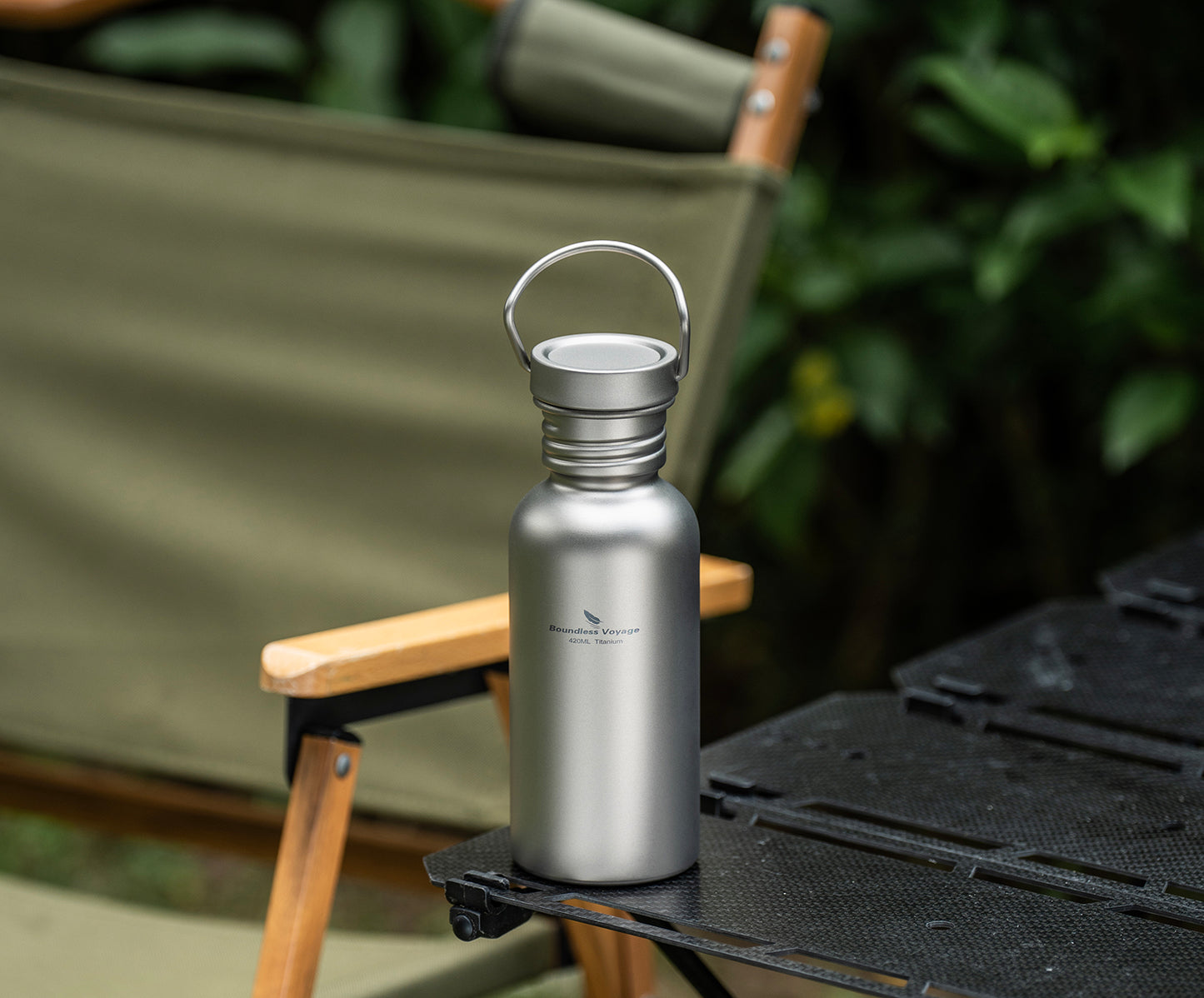 Boundless Voyage Titanium Water Bottle with Lid Wide Mouth Leak-Proof Reusable Sport Drinking Bottle for Camping Hiking Picnic Climbing Running Tea Coffee