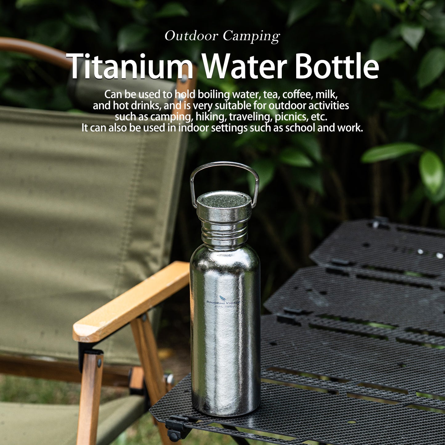 Boundless Voyage Crystal Finish Titanium Water Bottle – Ultralight, Corrosion-Resistant, Perfect for Outdoor & Daily Hydration