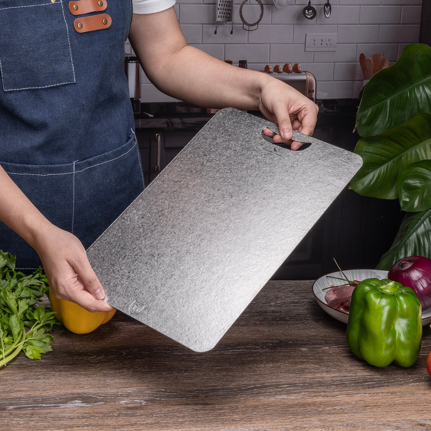 Boundless Voyage TA1 Titanium Chopping Board | Lightweight Multifunctional Metal Cutting Board with Hanging Hole for Camping, Kitchen & Outdoor Cooking