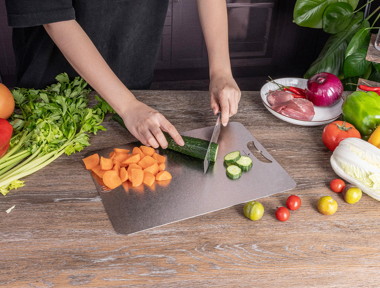 Boundless Voyage TA1 Titanium Chopping Board | Lightweight Multifunctional Metal Cutting Board with Hanging Hole for Camping, Kitchen & Outdoor Cooking