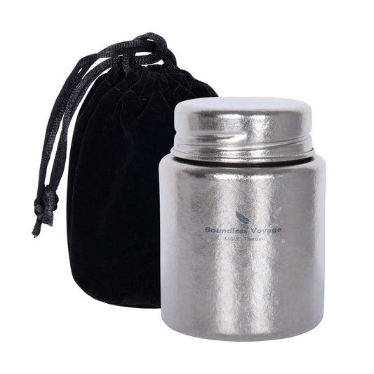 Boundless Voage Silver Titanium Tea Canister Mini Tea Canister Ultralight Portable Tin Can Tea Coffee Spice Canister Colored Ice Flower Craft Tin Storage Container