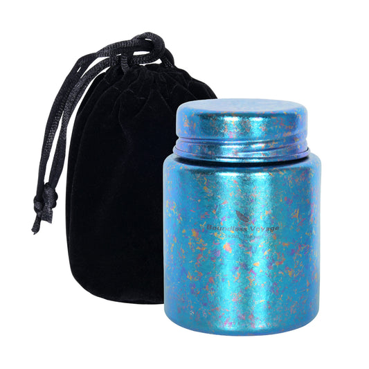 Boundless Voyage TA1 Titanium Tea Canister | Mini Ultralight Portable Tin for Tea, Coffee & Spices | Colored Ice-Flower Finish, Durable Travel Storage Jar