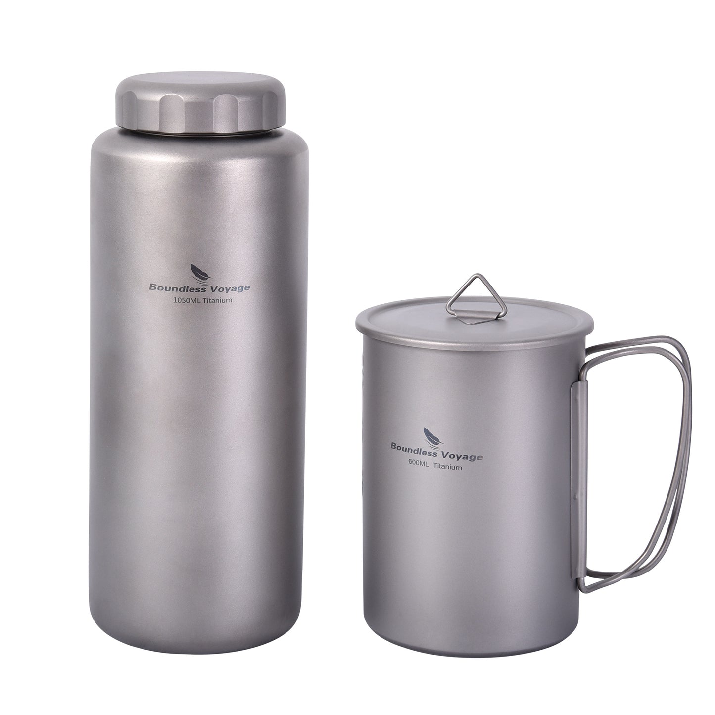 Boundless Voyage Titanium Bottle with Nesting Cup Lightweight Portable for Hiking Camping Picnic