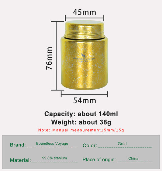 Boundless Voage Titanium Tea Canister Mini Tea Canister Ultralight Portable Tin Can Tea Coffee Spice Canister Colored Ice Flower Craft Tin Storage Container