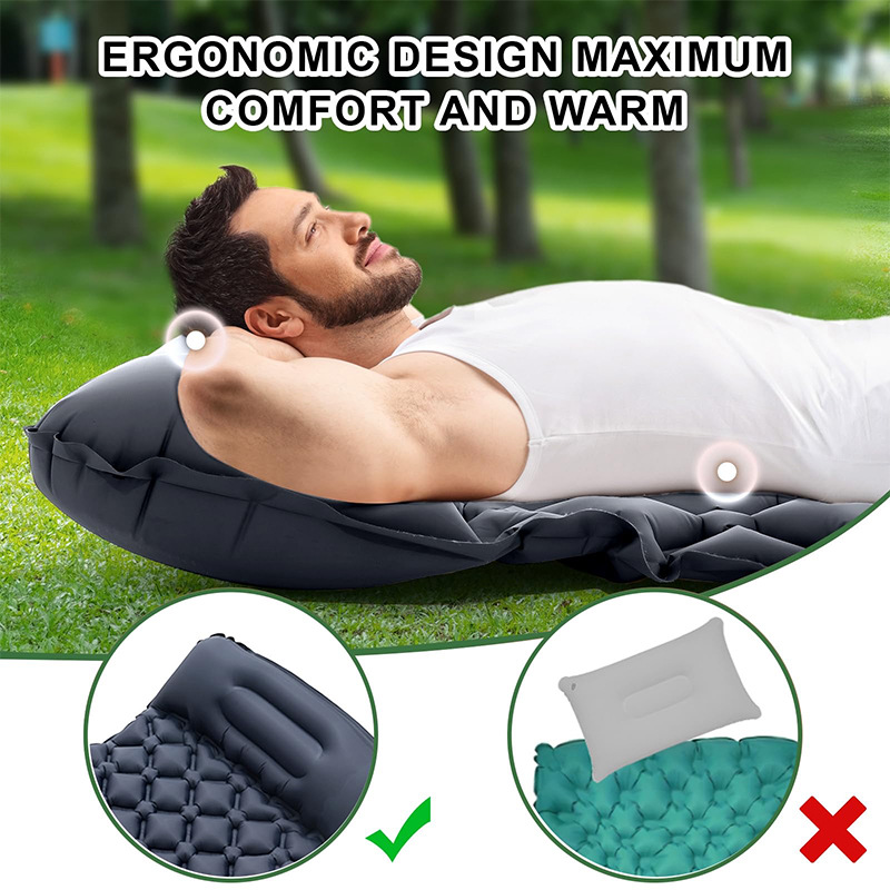 Ultralight Foot-Press Inflatable Sleeping Pad – Compact Waterproof Camping Air Mattress (800g, 2600cm³) for Solo Hiking & Backpacking