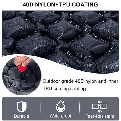 Ultralight Foot-Press Inflatable Sleeping Pad – Compact Waterproof Camping Air Mattress (800g, 2600cm³) for Solo Hiking & Backpacking