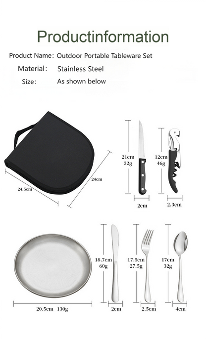Outdoor Camping Picnic Cookware Bag – Portable Stainless Steel Tableware Organizer for Hiking & Travel