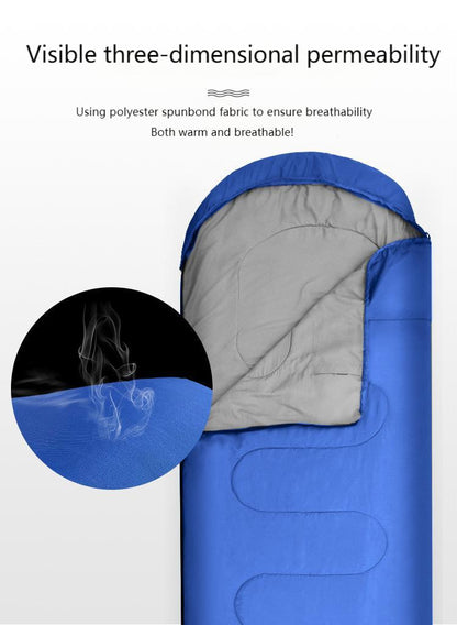 Outdoor camping sleeping bag, thickened adult hollow cotton winter sleeping bag, envelope sleeping bag