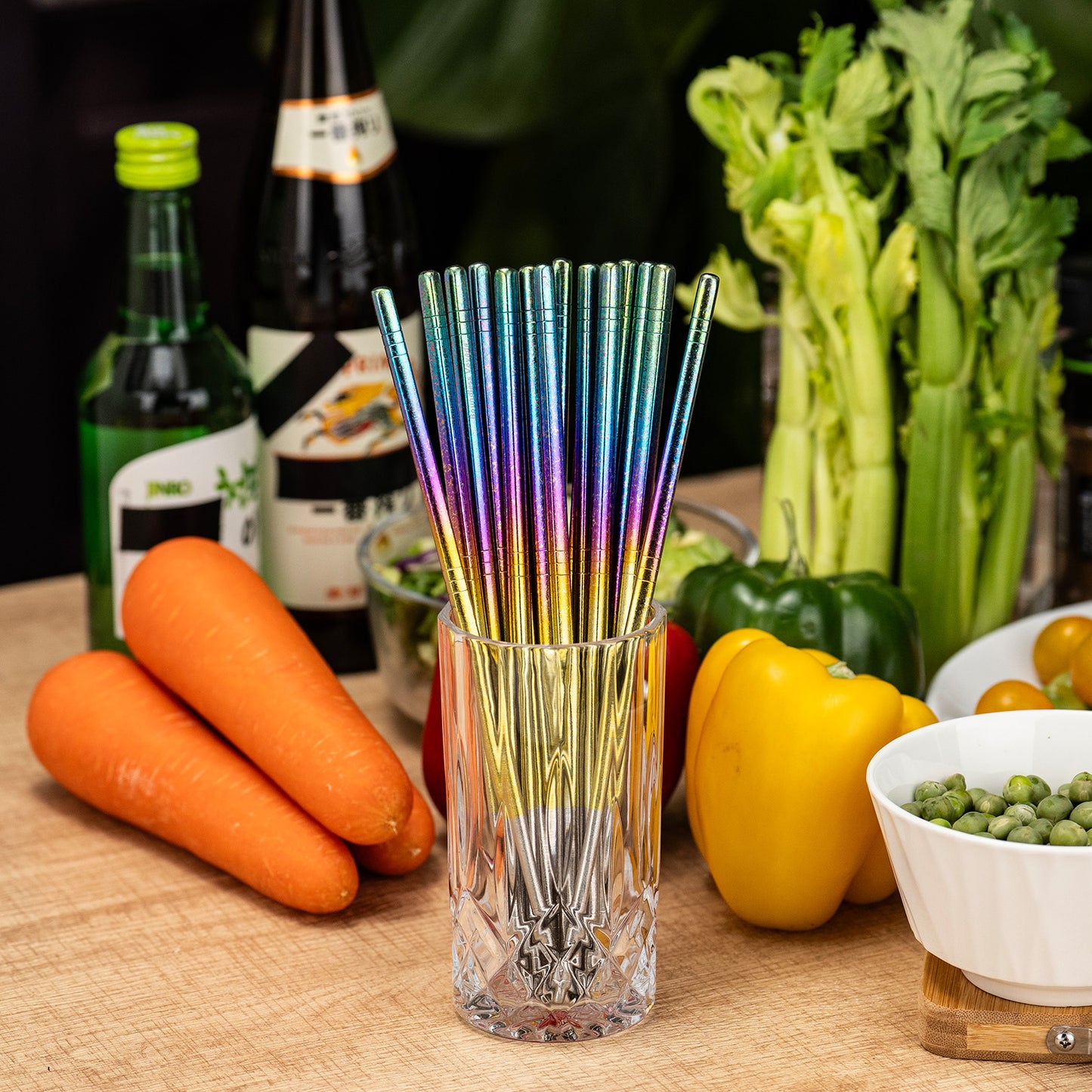 Boundless Voyage Titanium Chopsticks – Crystal Finish Ultralight Anti-Slip Reusable Chopsticks for Camping & Home