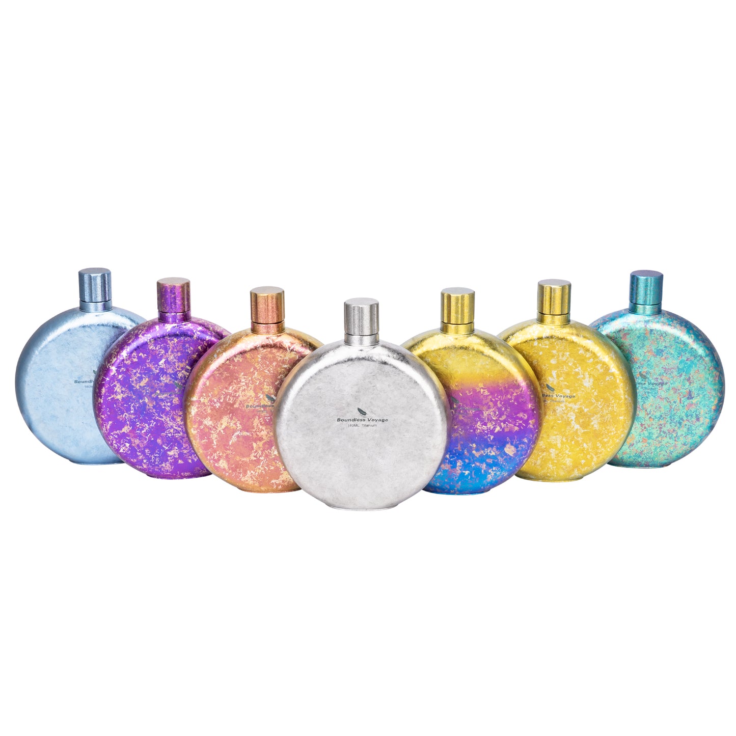 Boundless Voyage 180ml Crystallized Titanium Hip Flask | Luxury Ice-Texture Round Whiskey Bottle with Funnel | Ultralight & Non-Toxic Liquor Flagon for Gifting, EDC & Travel