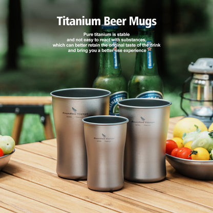 Boundless Voyage Titanium Beer Mugs Ultralight Coffee Tea Juicy Cups for Outdoor Camping Picnic 240ml 380ml 600ml