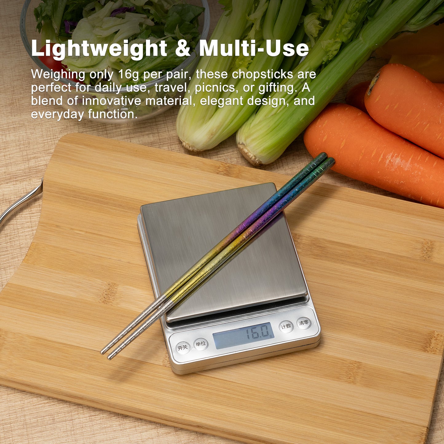 Boundless Voyage Titanium Chopsticks – Crystal Finish Ultralight Anti-Slip Reusable Chopsticks for Camping & Home