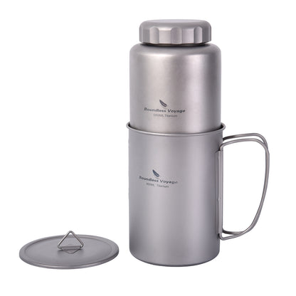 Boundless Voyage Titanium Bottle with Nesting Cup Lightweight Portable for Hiking Camping Picnic