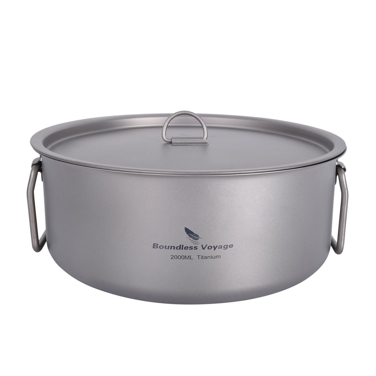 Boundless Voyage 2L TA1 Titanium Stock Pot with Lid – Ultralight Large-Capacity Camping Soup Pot with Folding Handle for Hiking & Outdoor Cooking
