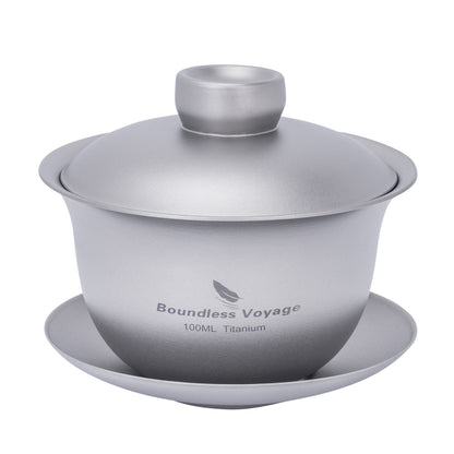 Boundless Voyage Titanium Double-Walled Teapot Chinese Traditional Three-talent Covered Bowl Triad Lid Bowl Kung Fu Gaiwan Anti-Scalding Tea Bowl Tea Set