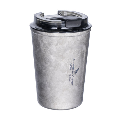 Boundless Voyage Titanium Thermos Bottle with Lid Double-Walled Insulated Water Mug 380ml
