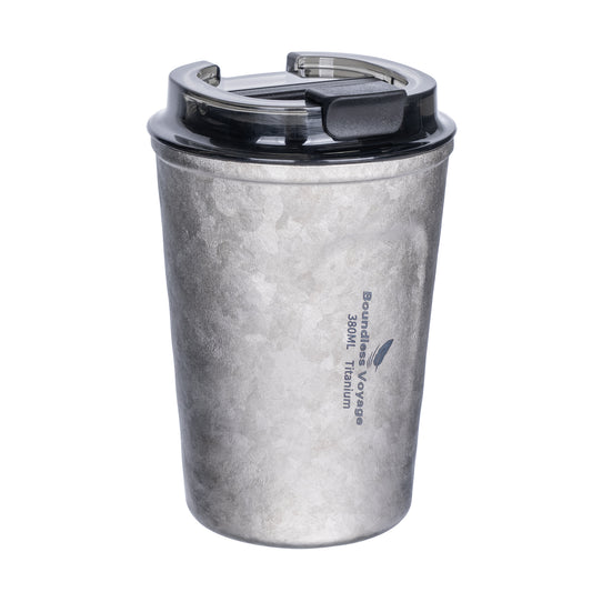 Boundless Voyage Titanium Thermos Bottle with Lid Double-Walled Insulated Water Mug 380ml