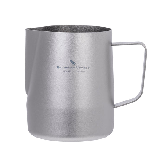 Boundless Voyage Titanium Espresso Steaming Pitcher Titanium Milk Frother Cup Barista Latte Art Round Spout Milk Jug Coffee Cup