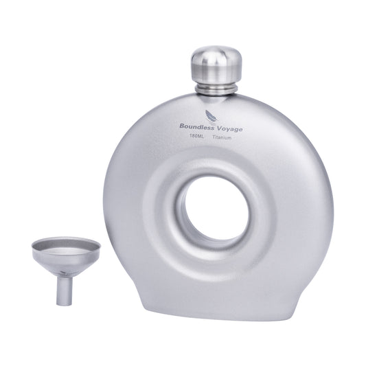 Boundless Voyage Titanium Titanium Flask 180ML+funnel for Camping Home Whiskey Flask