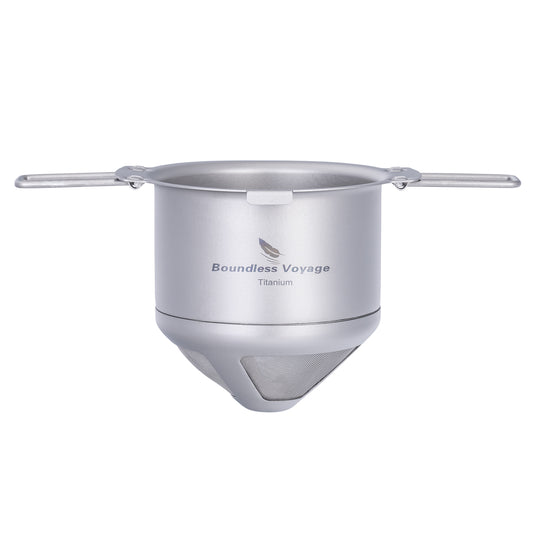 Boundless Voyage Titanium Pour Over Coffee Drip Filter – Ultralight Folding Reusable Filter for Mugs (6.5–12.5 cm)