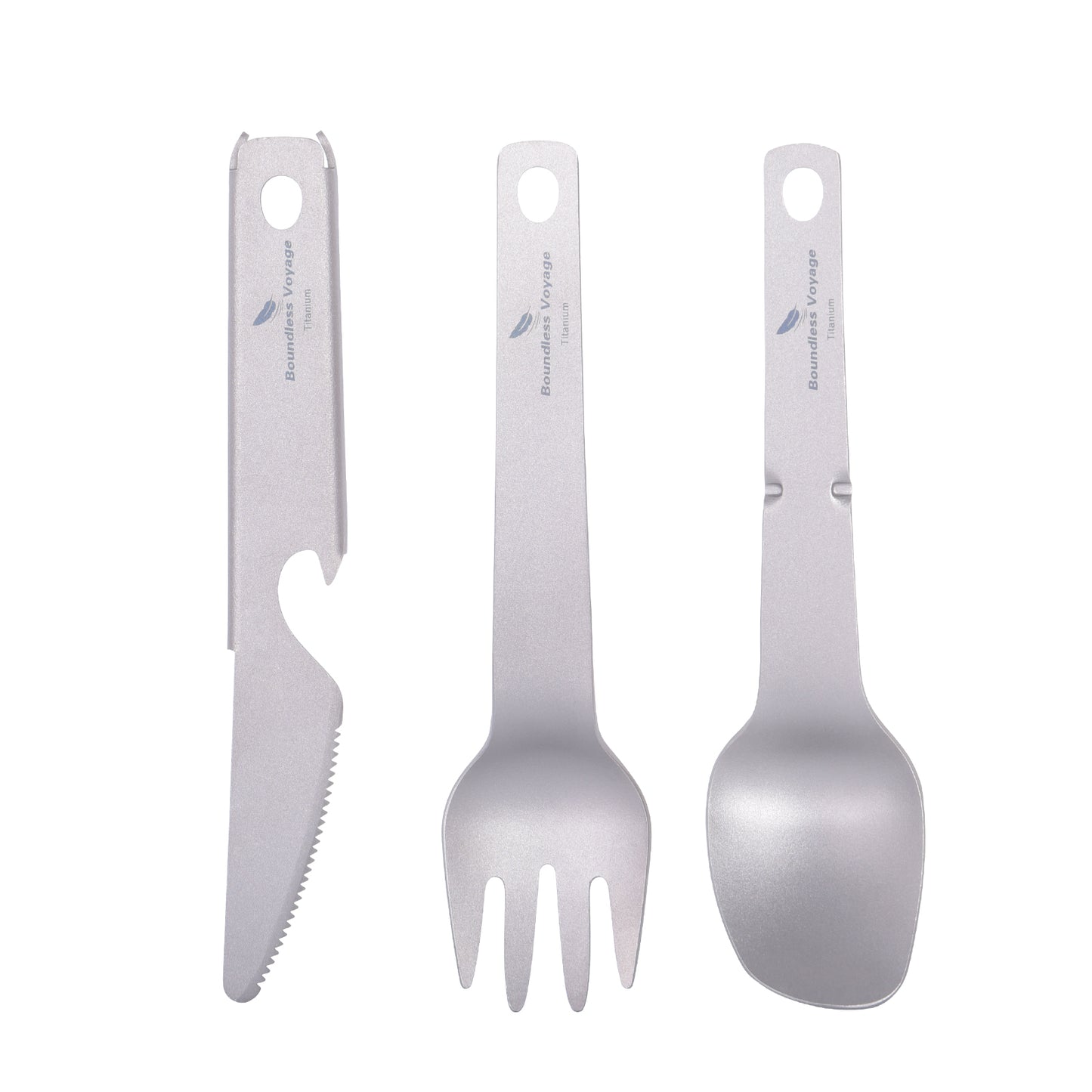 Boundless Voyage Titanium Cutlery Set – Ultralight Camping Knife Fork Spoon Set with Bottle Opener for Travel & Outdoor Use