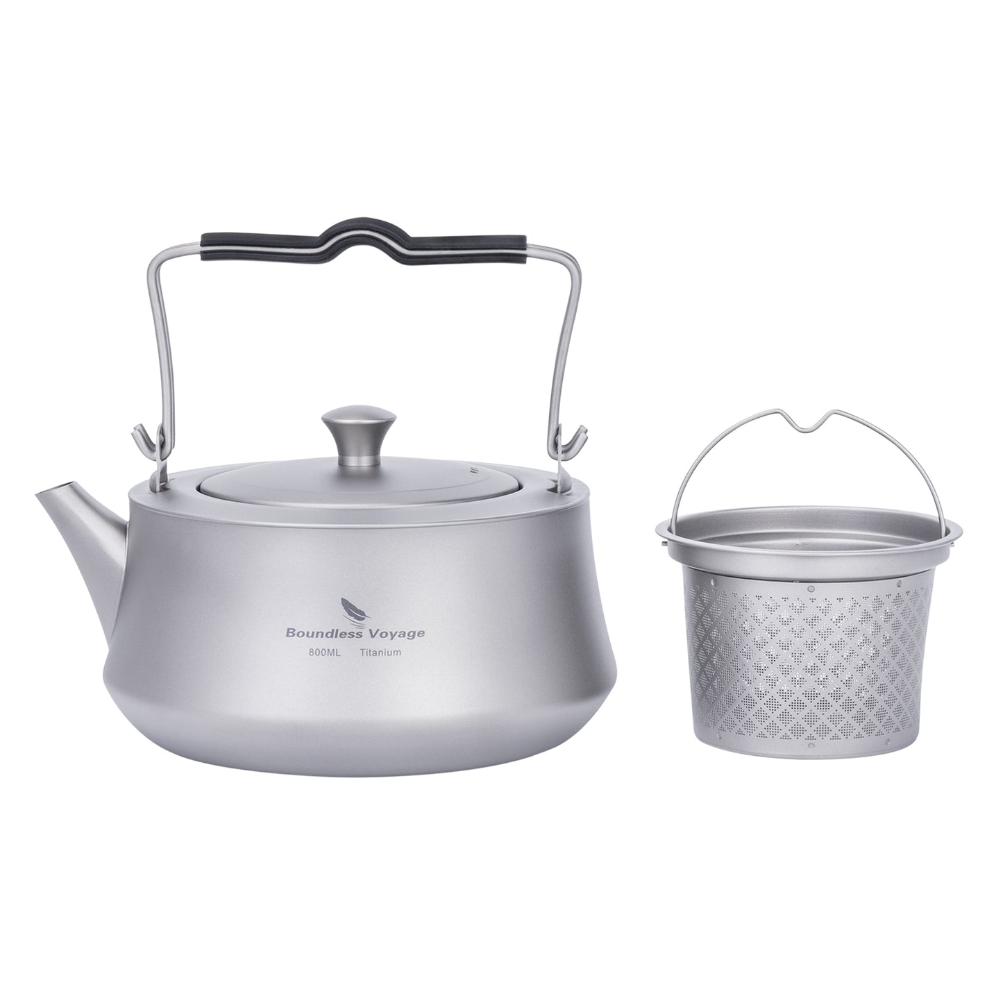 Boundless Voyage 800ML Titanium Kettle with Filter & Folding Handle Ultralight Teapot Outdoor Camping Water Jug for Loose Tea Ti3093D