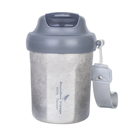 Boundless Voyage 400ml Titanium Vacuum Insulated Travel Mug | Ultralight Leak-Proof Thermos with Lid | Healthy Reusable Coffee Cup for Travel, Office & Camping