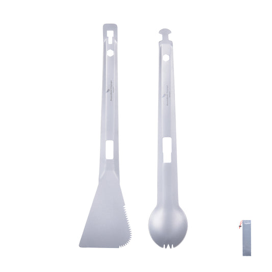 Boundless Voyage Titanium Alloy Tong, Spork，Shovel and Spatula All-In-One Utensil for Portable Lightweight Multi Utensil for Camping Kitchen Cookware Backpacking, Travel, Outdoor Cooking Eating