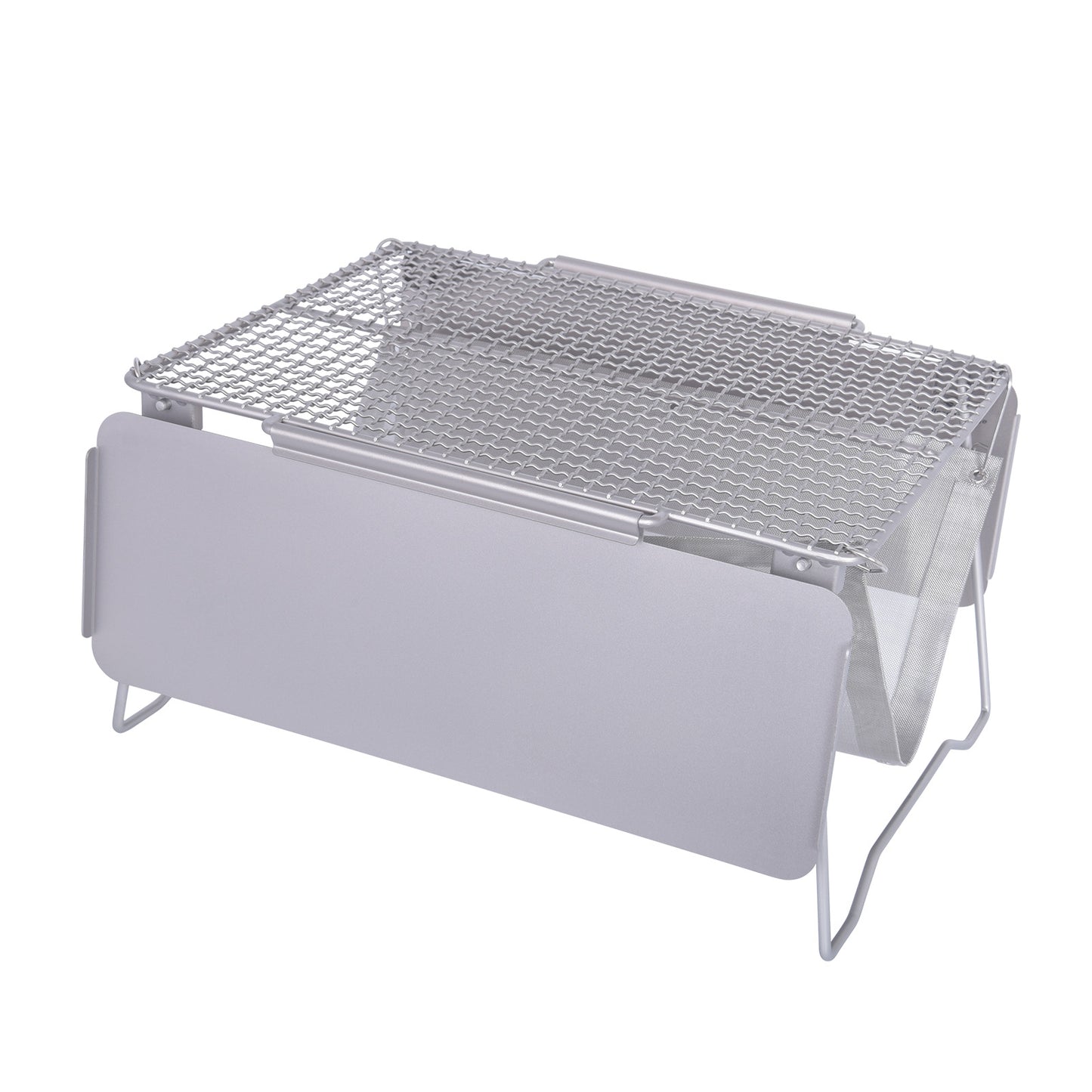 Boundless Voyage Titanium 2-in-1 Folding Campfire Grill – Portable Outdoor BBQ Table with Frying Plate & Collapsible Legs for Camping, Picnic & Backpacking