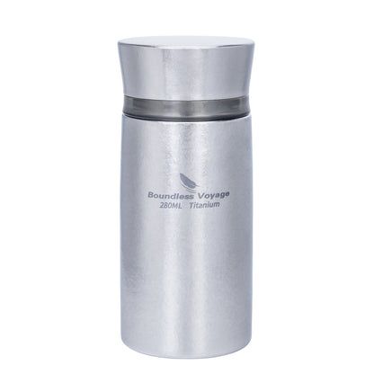 Boundless Voyage 280ml Titanium Vacuum Flask Small Insulated Bottle Portable Car Travel Coffee Tea Cup Keeps Hot or Cold Mini Sports Water Bottle for Chlid Girls Ti3014D