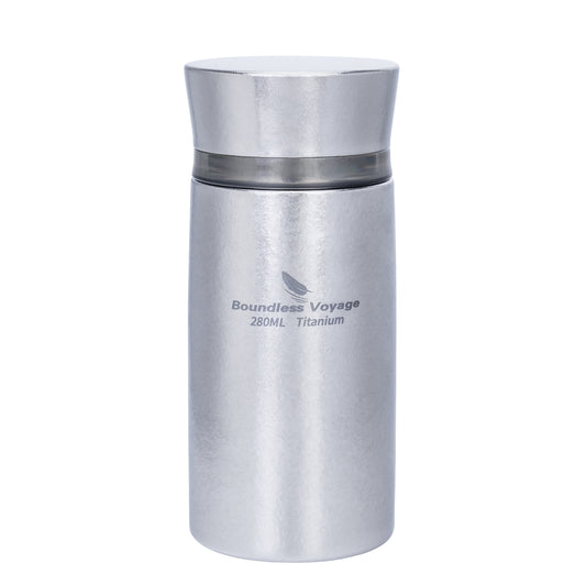 Boundless Voyage 280ml Titanium Vacuum Flask Small Insulated Bottle Portable Car Travel Coffee Tea Cup Keeps Hot or Cold Mini Sports Water Bottle for Chlid Girls Ti3014D