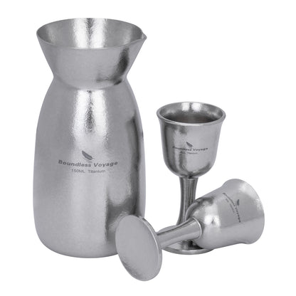 Boundless Voyage 3 Pieces Titanium Japanese Sake Set, 150ml Sake Carafe with 2  Cups, for for Sake Japanese Wine/Soju/Drink/Tea Dishwasher Safe Portable Drinkware for Outdoor Travel