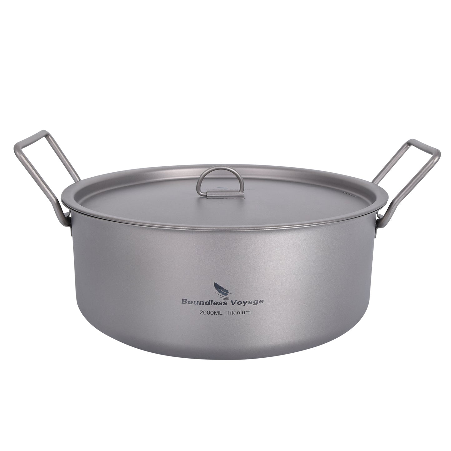 Boundless Voyage 2L TA1 Titanium Stock Pot with Lid – Ultralight Large-Capacity Camping Soup Pot with Folding Handle for Hiking & Outdoor Cooking