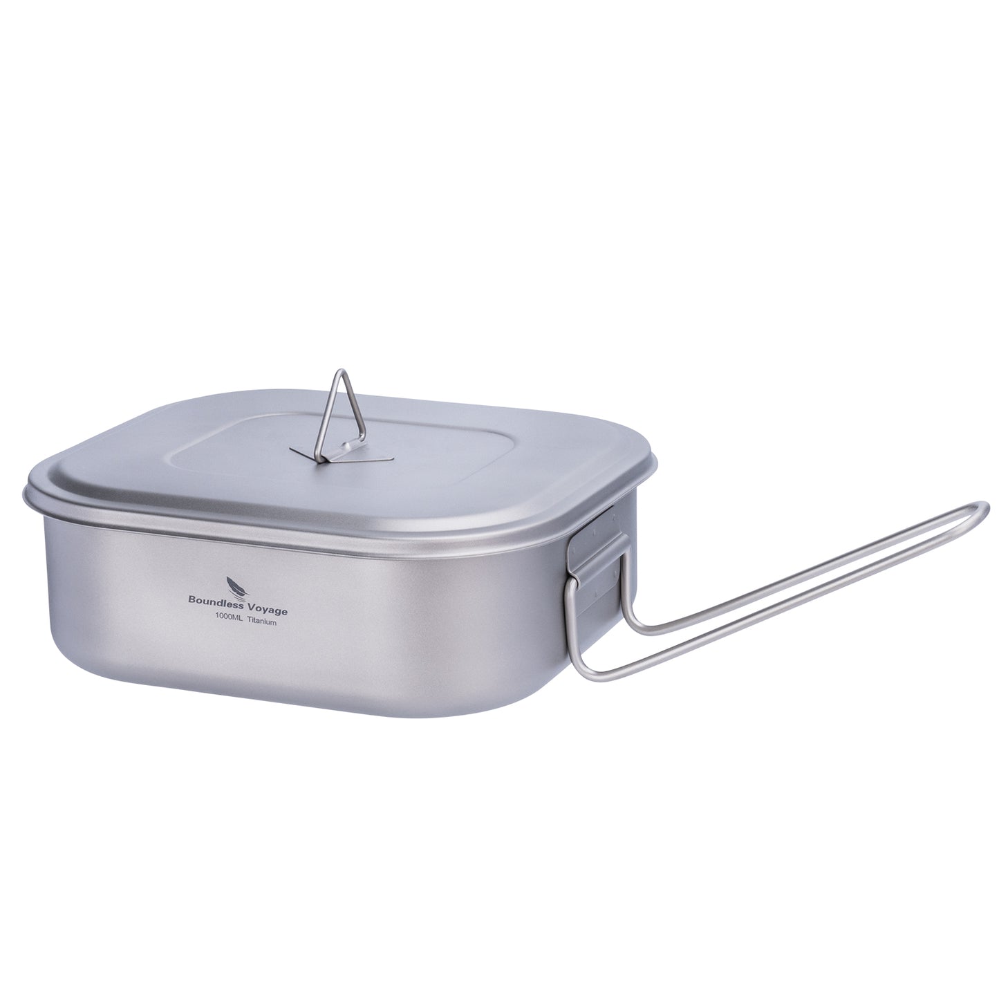 Boundless Voyage Outdoor Titanium Military Mess Tin with Lid & Folding Handle – 1000ml | Ultralight Camping Bushcraft Cookware, Lunch Box, Bowl & Pan