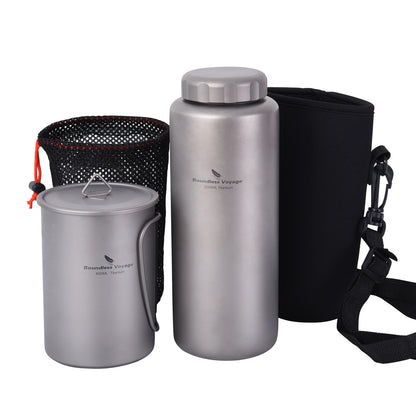 Boundless Voyage Titanium Bottle with Nesting Cup Lightweight Portable for Hiking Camping Picnic
