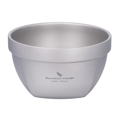 Boundless Voyage 500ml Double Walled Titanium Bowl Oatmeal Food Rice Soup Bowl Ultralight Portable Tableware Outdoor Camping Metal Bowl