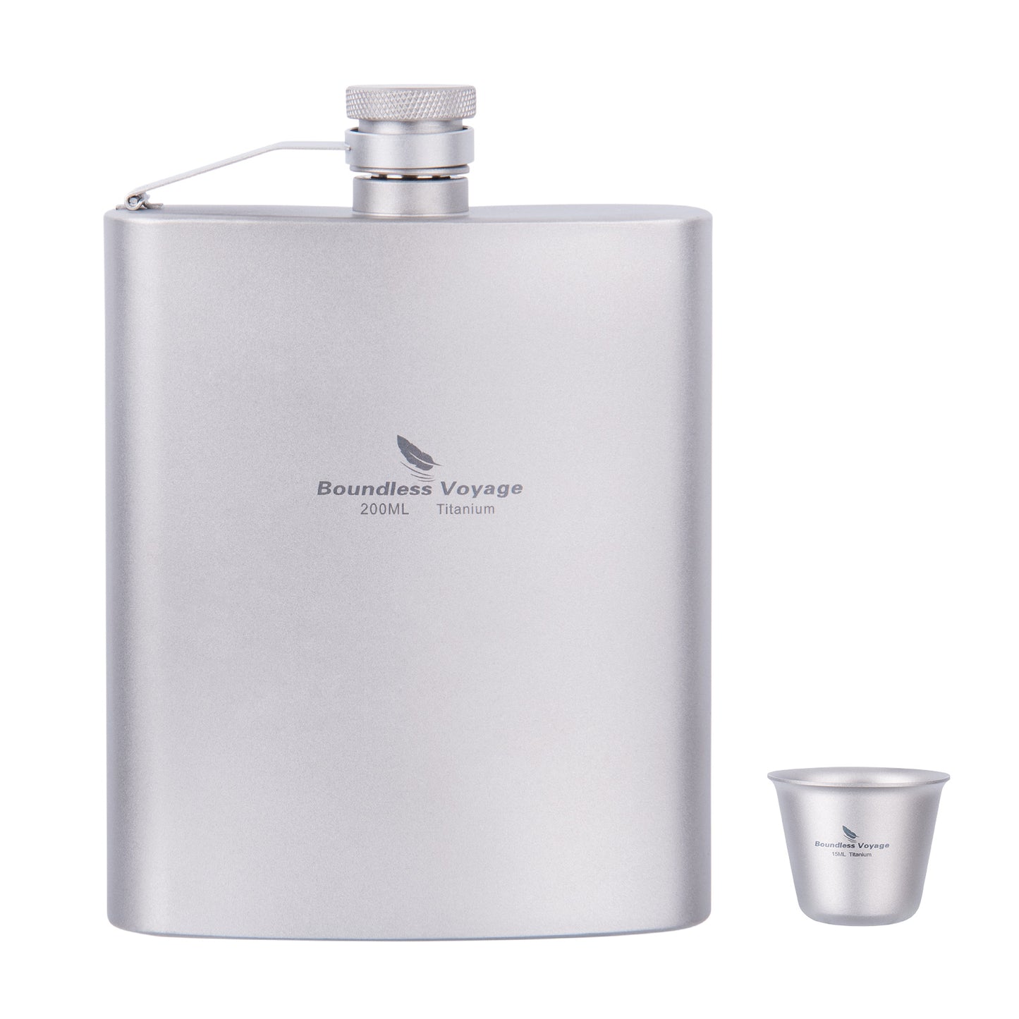 Boundless Voyage Titanium Flask with Cup 200ml Ultralight Pocket Hip Flask for Outdoor Camping Hiking