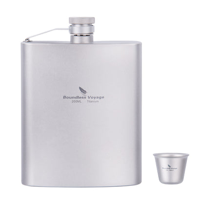 Boundless Voyage Titanium Flask with Cup 200ml Ultralight Pocket Hip Flask for Outdoor Camping Hiking