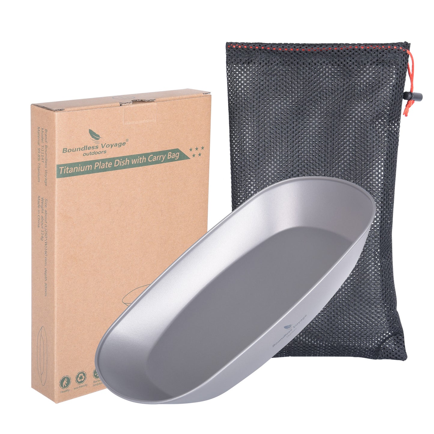 Boundless Voyage Pure Titanium Ultralight Plate – Portable Camping Dish with Carry Bag for Outdoor Tableware & Travel