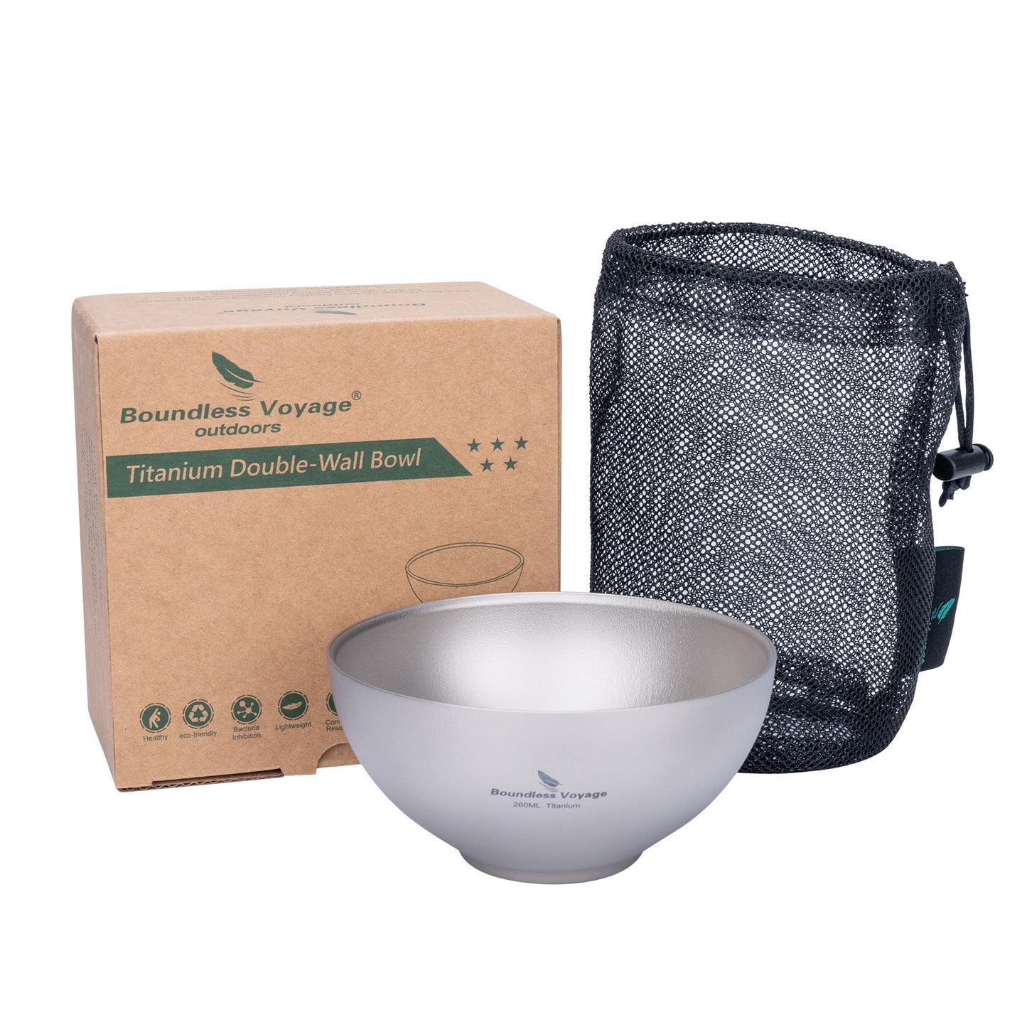 Boundless Voyage Titanium Double-Wall Bowl | Ultralight Portable Camping Cookware & Tableware | Outdoor Hiking Picnic Food Bowl