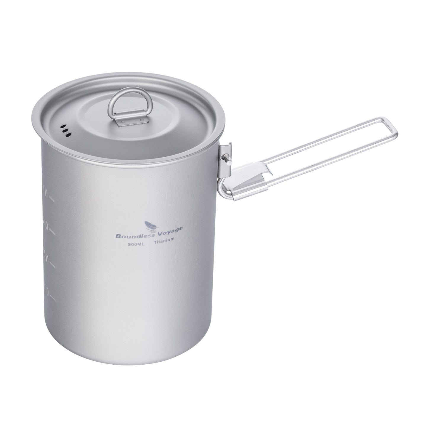 Boundless Voyage Outdoor Camping Titanium Pot Bowl Cup with Lid Folding Handle Hiking Picnic Water Rice Food 900ml