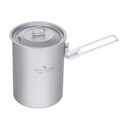 Boundless Voyage Outdoor Camping Titanium Pot Bowl Cup with Lid Folding Handle Hiking Picnic Water Rice Food 900ml