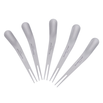 Boundless Voyage Titanium Dual-Use Fork Spoon Set – 5pcs Ultralight (5.6g Each), Camping Cutlery with Drawstring Bag for Fruit, Coffee, Ice Cream & Outdoor Travel