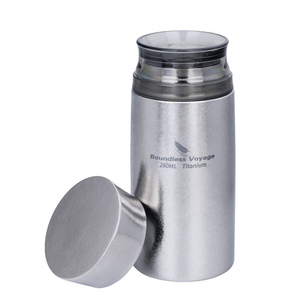 Boundless Voyage 280ml Titanium Vacuum Flask Small Insulated Bottle Portable Car Travel Coffee Tea Cup Keeps Hot or Cold Mini Sports Water Bottle for Chlid Girls Ti3014D