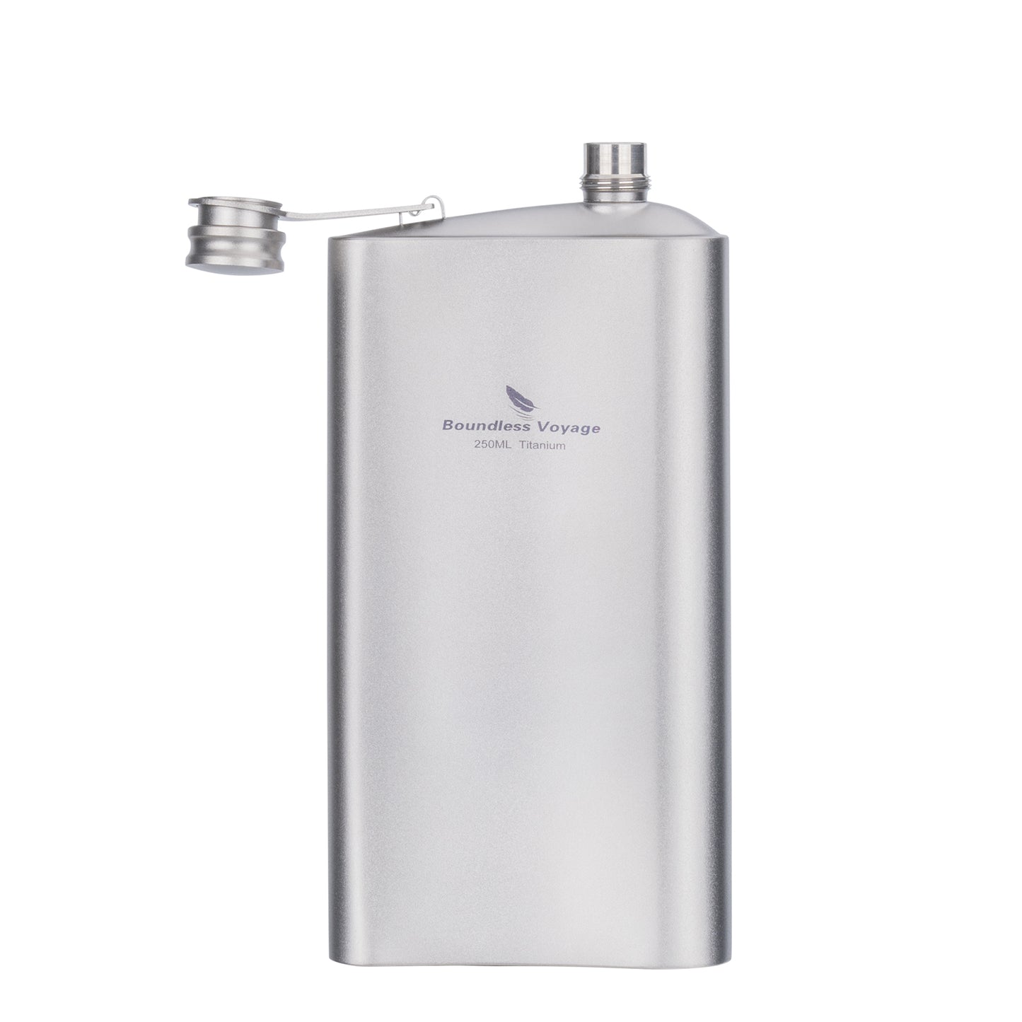 Boundless Voyage 250ml Titanium Hip Flask | Ultralight 8.5oz Pocket Whiskey Bottle | Leakproof & Non-Metallic Taste Liquor Flask for Camping, Hiking, EDC & Travel& Non-Metallic Taste Liquor Flask for Camping, Hiking & Travel Gift Set
