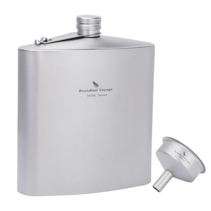 Boundless Voyage Titanium Flask Bottle 1400ML Big Capacity Sports Drinkware With TItanium Funnel  for Outdoor Camping Hiking