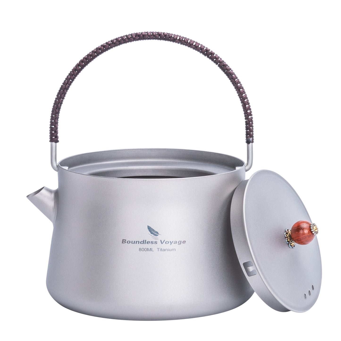 Boundless Voyage 800ml Titanium Camping Kettle with Filter – Ultralight TA1 Teapot & Coffee Pot with Folding Handle for Hiking, Backpacking & Outdoor Brewing