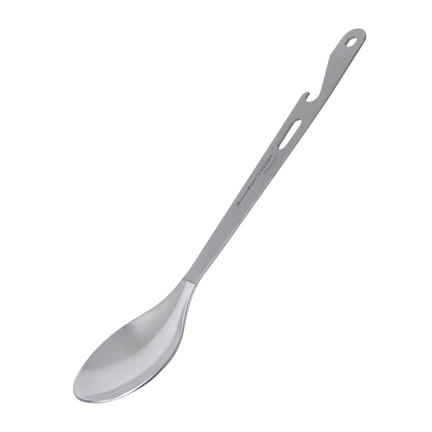 Boundless Voyage  Titanium Spoon with Bottle Opener – Ultralight Camping Cutlery & Portable Outdoor Tableware